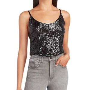 Express Black Sequin Cami Tank Top